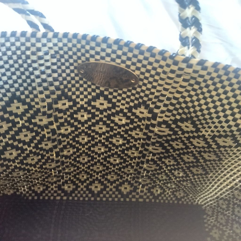 NWOT Women's Mackenzie-Childs Black & Beige Woven Tote Bag One Size - Picture 7 of 14